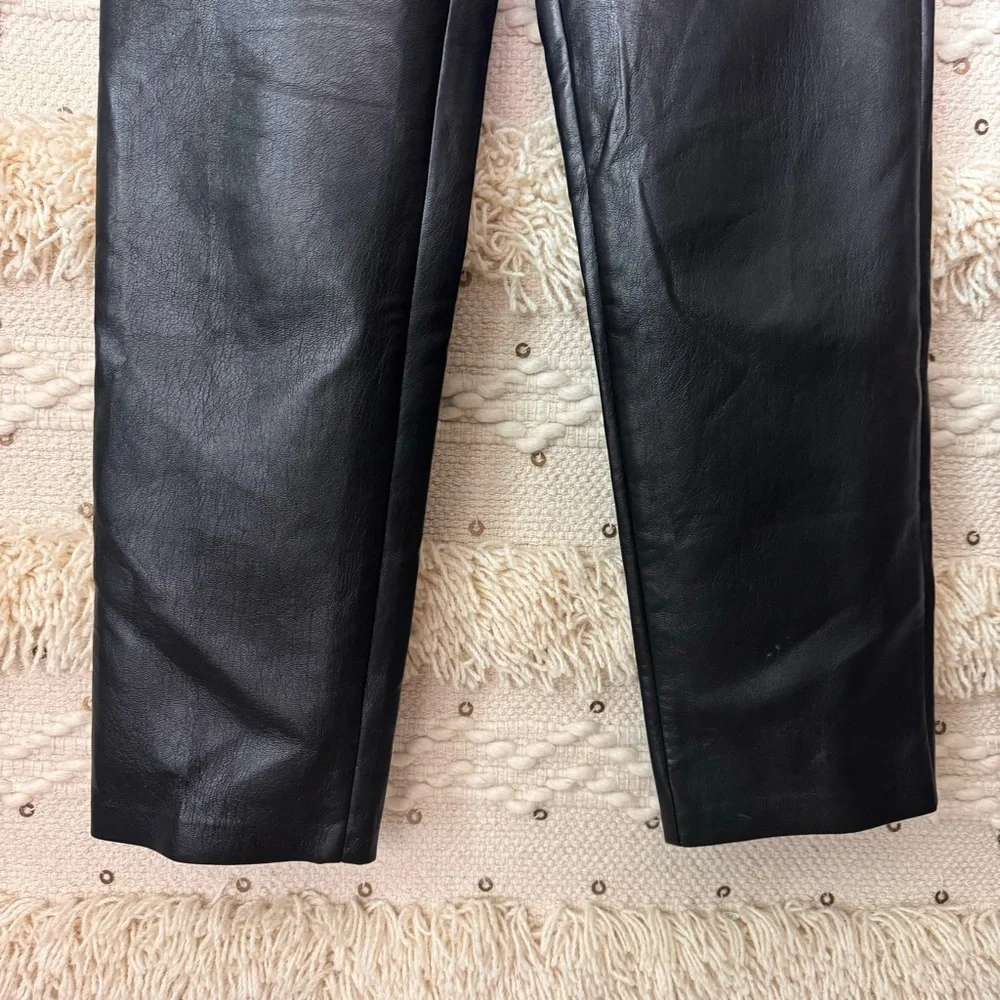 Wilfred Black Vegan Leather Straight Leg Pants Size 2 - Picture 4 of 8